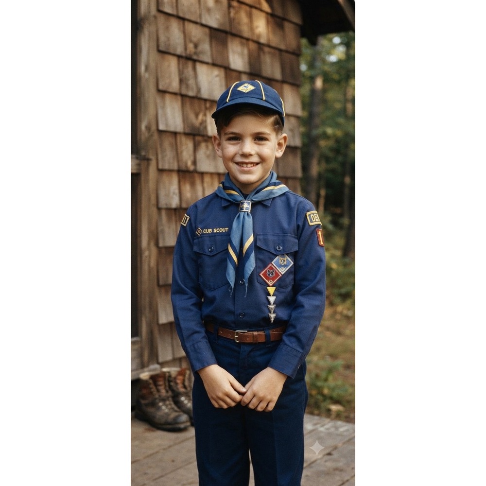 Vintage 60s Boy Scouts of America Cub Scout Shirt Navy Patches Collectible